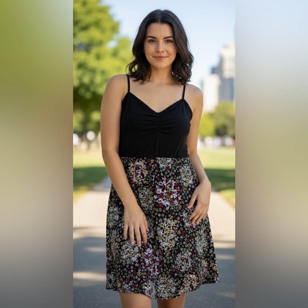 Warehouse One - Lightweight Floral Black Summer Dress